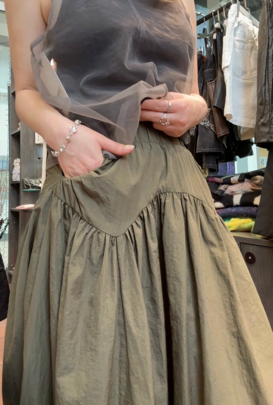 dark green skirt