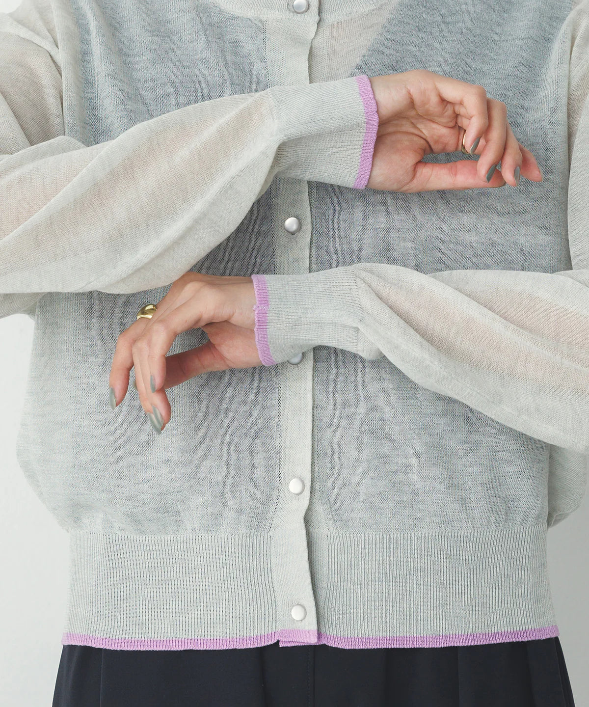 Bicolour sheer knit cardigan